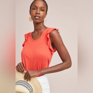 Anthropologie Ruffle Sleeveless Top
